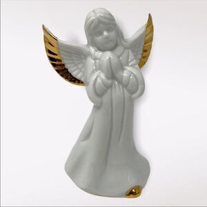 VINTAGE | White and Gold Ceramic Angel Bell